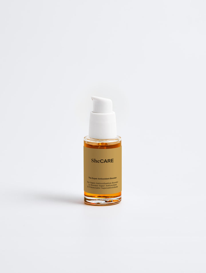 SheCARE Super Antioxidant Booster – ölfreies Wirkstoff-Konzentrat mit Bio-Ginkgo Biloba, Grüntee und Traubenkern
